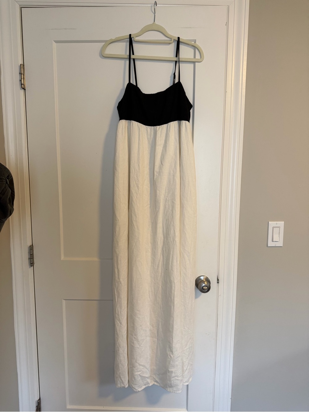 Two-Tone Black & White Spaghetti Strap Maxi Dress